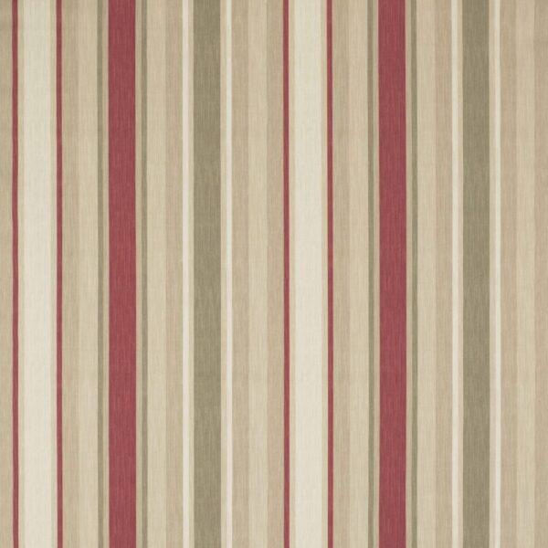 Awning Stripe Raspberry/Lichen Cotton/Linen Fabric