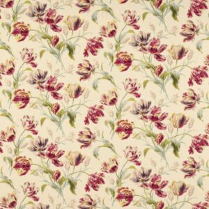 Gosford Floral Linen/Cotton Fabric Cranberry