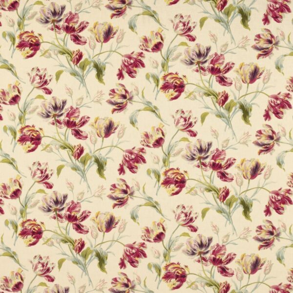 Gosford Floral Linen/Cotton Fabric Cranberry